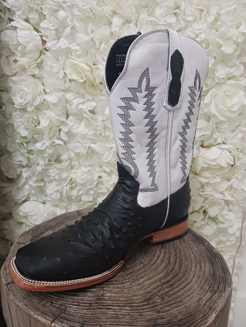 Two-Tone Black & White Western Cowboy Boots